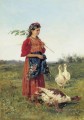 une fille avec des oies 1875 Vladimir Makovsky russe